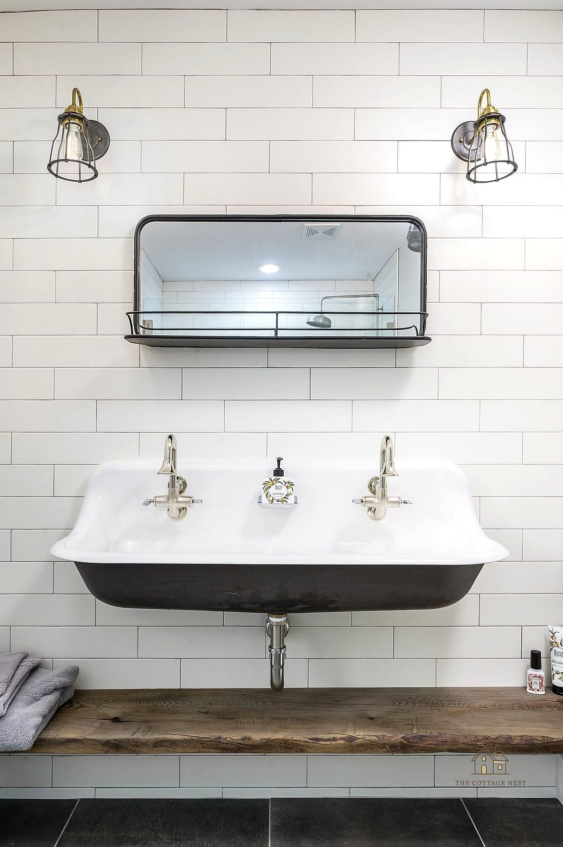 35 Stunning Farmhouse Walk In Shower Ideas You'll Absolutely Love 12 Farmhouse Sink Style Niche Shelving