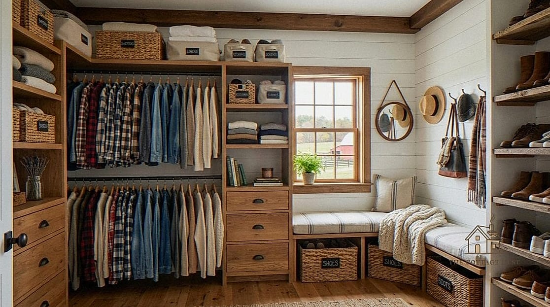 Farmhouse Style Closet Organization