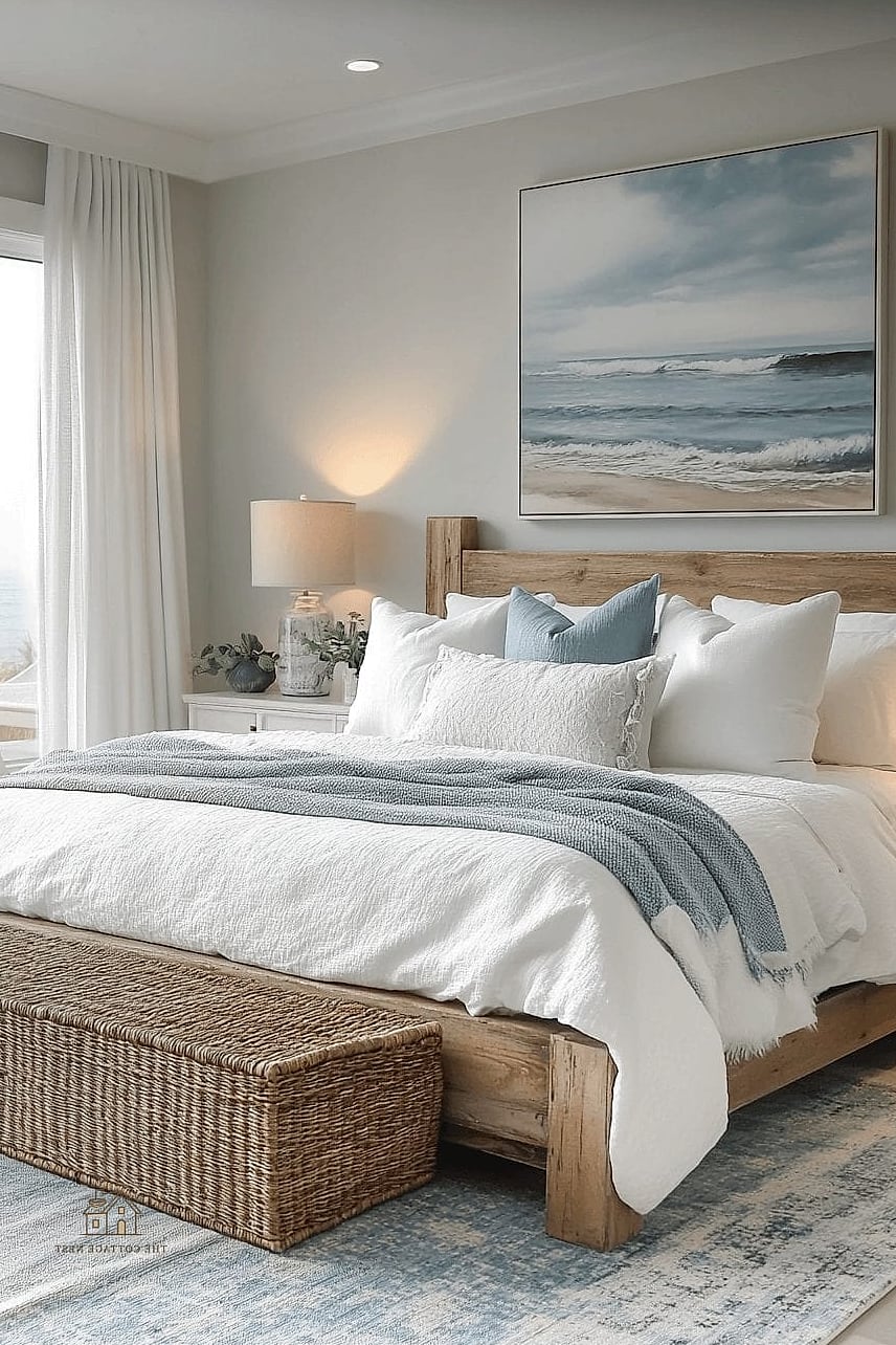 35 Gorgeous Coastal Bedroom Ideas That Are Totally Doable 37 Finish With Simple, Uncluttered Surfaces
