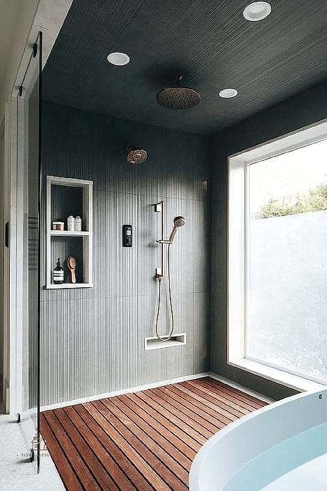 30 Dreamy Walk In Shower With Half Wall to Try This Season 13 Floating Glass Shelf Built Into the Half Wall