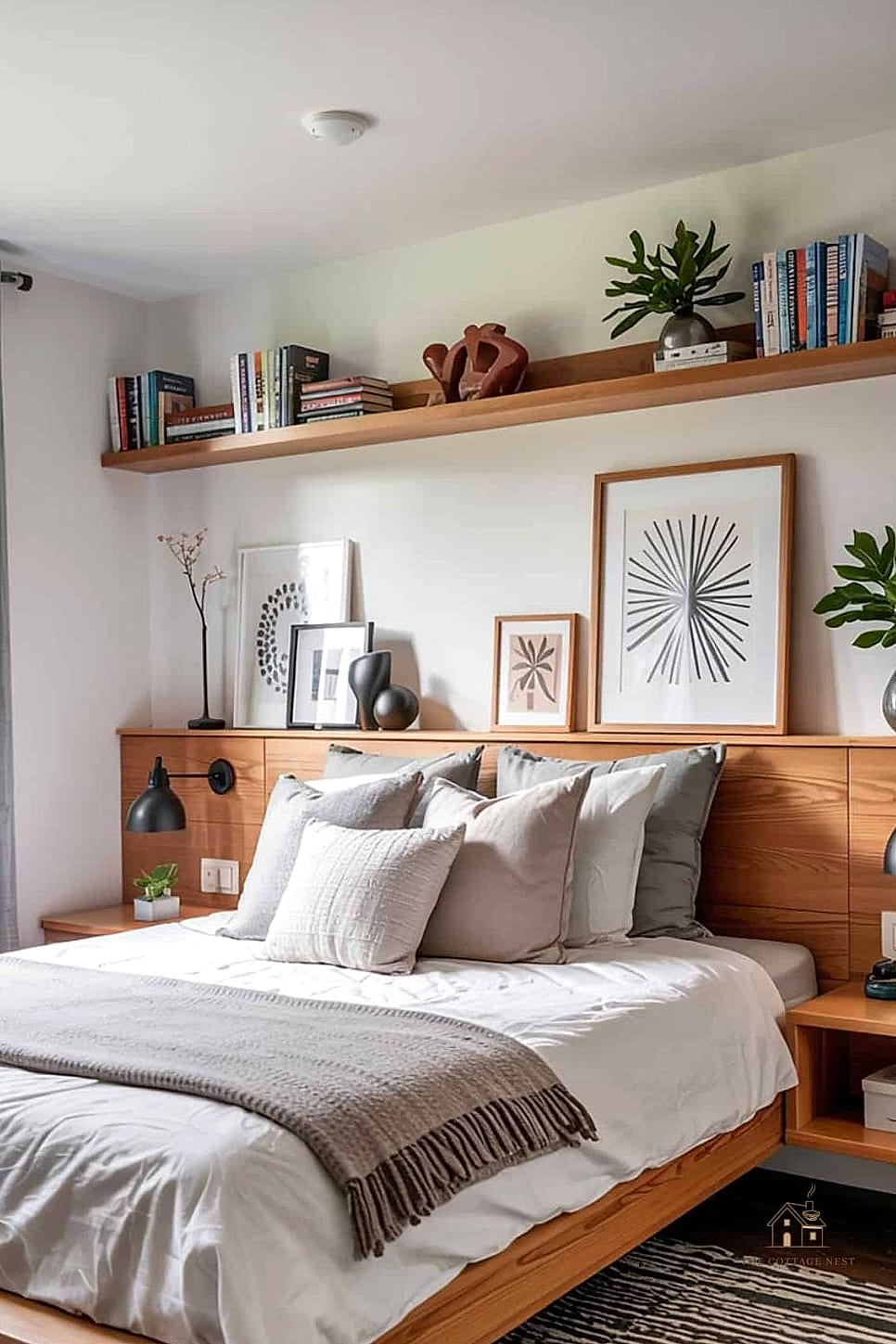 30 Amazing Shelf Over Bed Ideas on a Budget 2 Floating Shelf in Matte Black