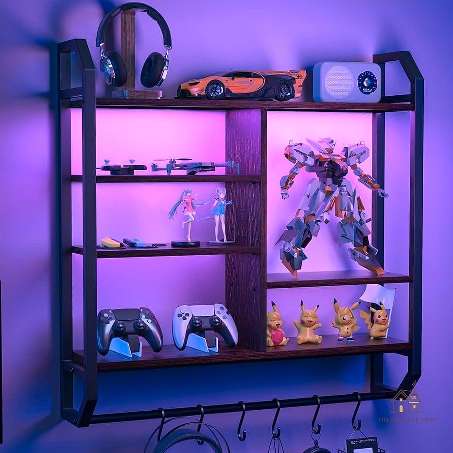 20 Amazing Gaming Bedroom Ideas on a Budget 7 Floating Shelves for Game Displays
