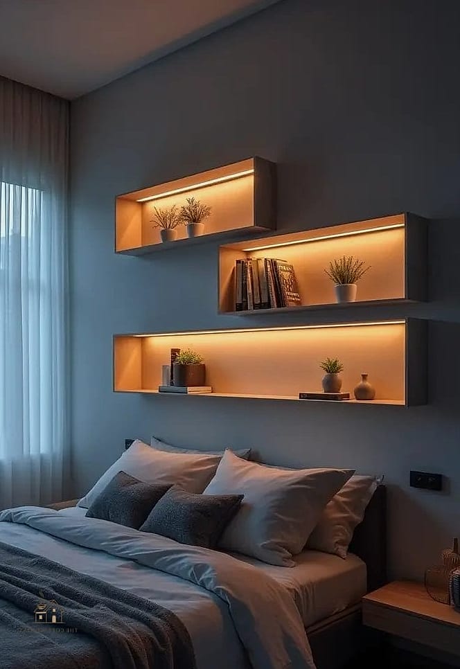 25 Creative Apartment Bedroom Decor Ideas On A Budget That Will Inspire You 5 Floating Shelves for Books and Decor