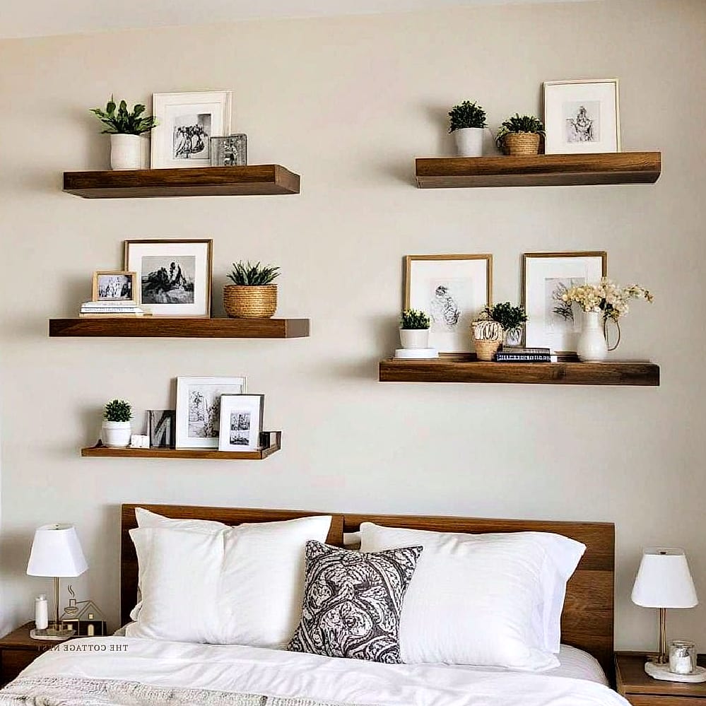 25 Creative Small Guest Bedroom Ideas That Will Inspire You 15 Floating Shelves Instead of a Dresser