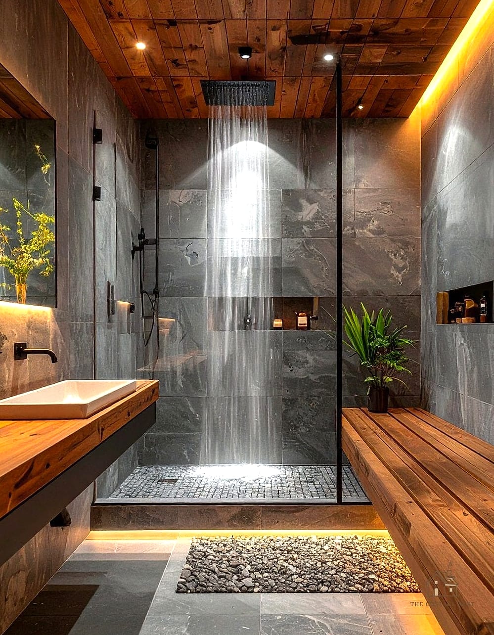 Floating Teak Shower Bench