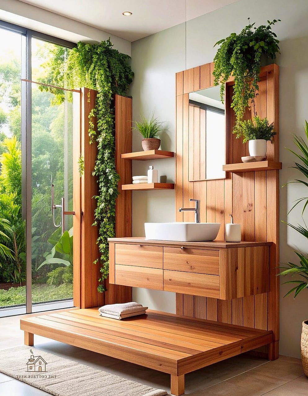 30 Amazing Small Walk In Shower Ideas No Doors on a Budget 15 Floating Teak Shower Bench