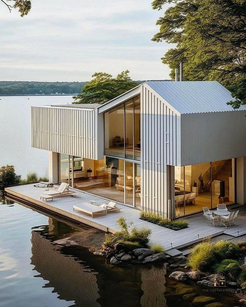 35 Chic Lake House Bedroom for a Beautiful Home 21 Floating Wood Shelves for Display