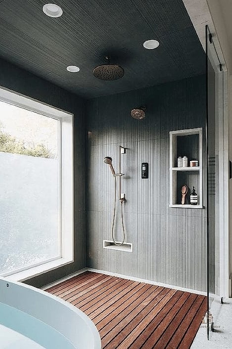 30 Dreamy Walk In Shower With Half Wall to Try This Season 3 Floor-to-Ceiling Marble Slab Half Wall