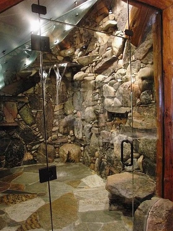26 Gorgeous Stone Shower Ideas That Are Totally Doable 25 Freeform Natural Stone Edges