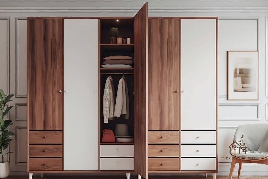 Freestanding Wardrobe Styled Against a Feature Wall