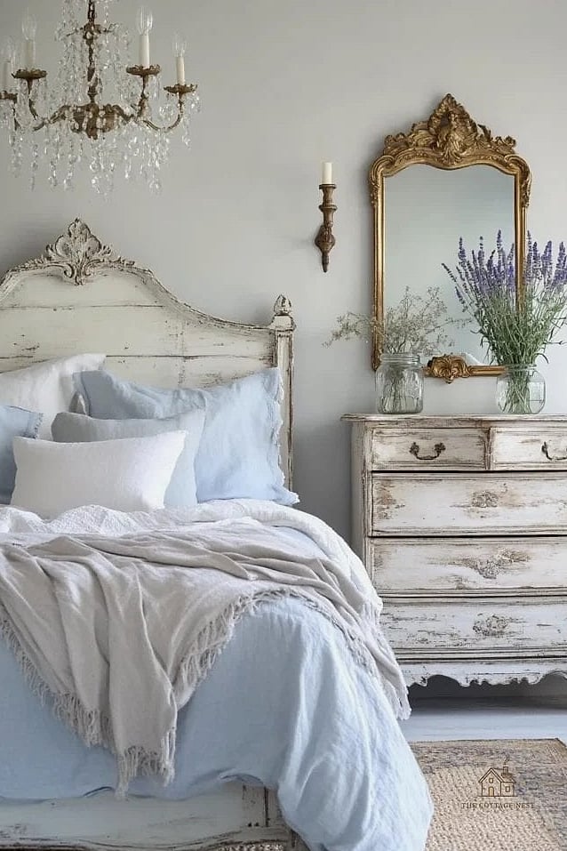 24 Beautiful Blue And Cream Bedroom Ideas to Transform Your Space 7 French Country Blue and Cream Bedroom