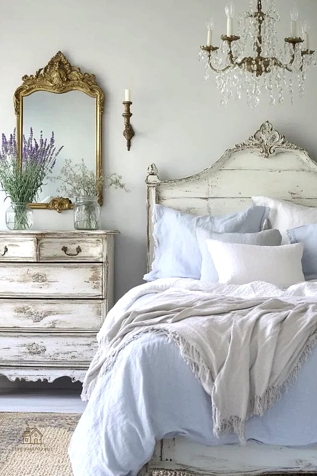 35 Gorgeous Blue And Cream Bedroom Ideas That Are Totally Doable 12 French Country Blue and Cream Bedroom