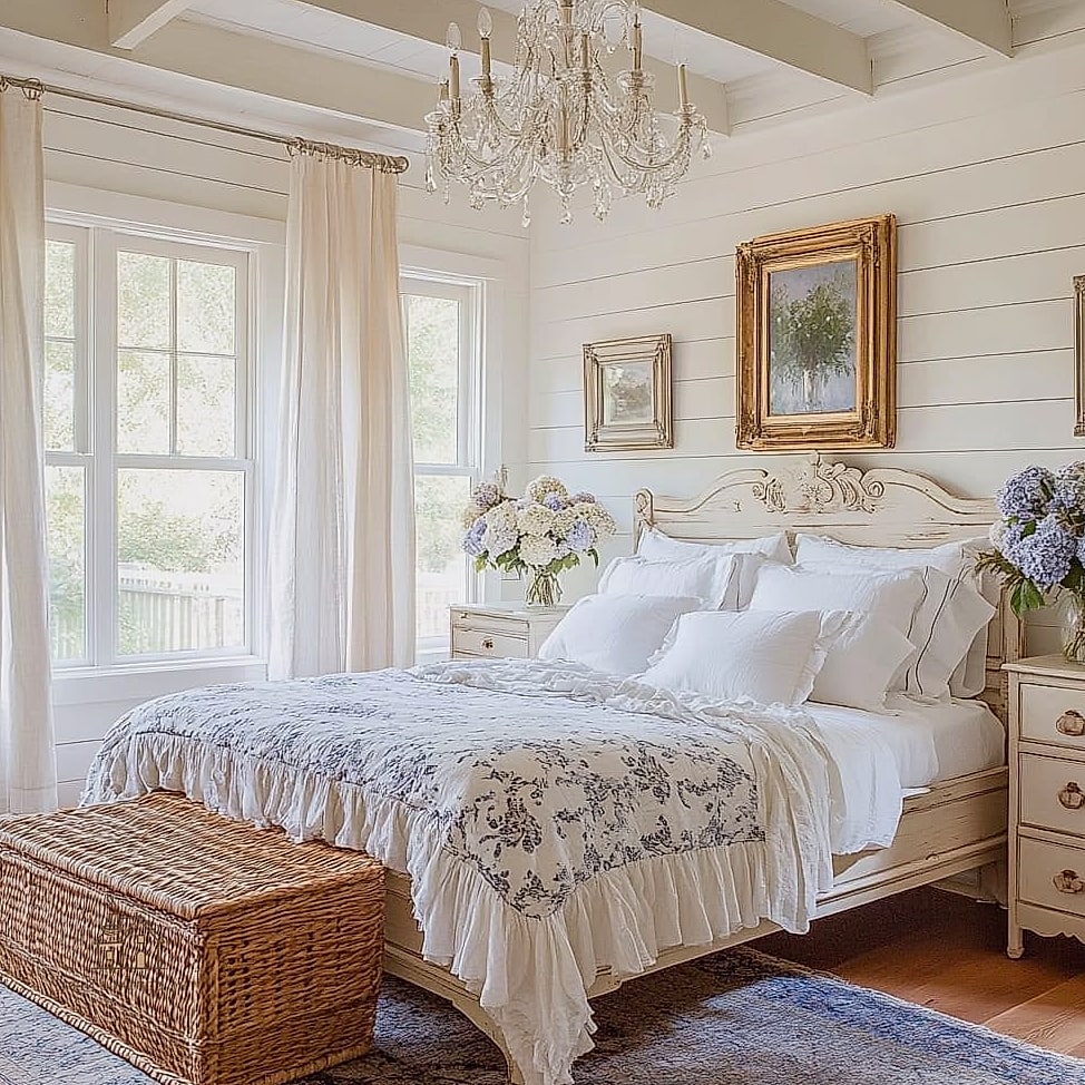 French Country White Bedroom