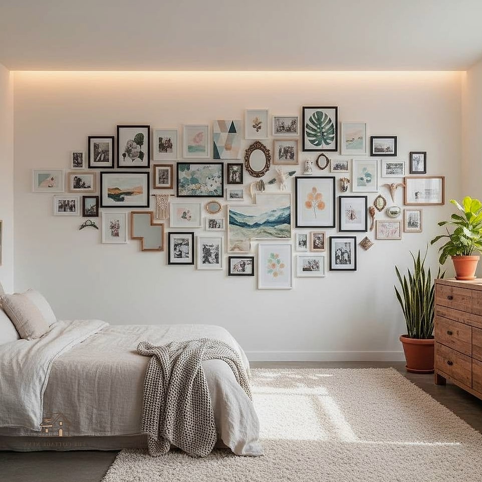 25 Creative Apartment Bedroom Decor Ideas On A Budget That Will Inspire You 7 Gallery Wall with Command Strips