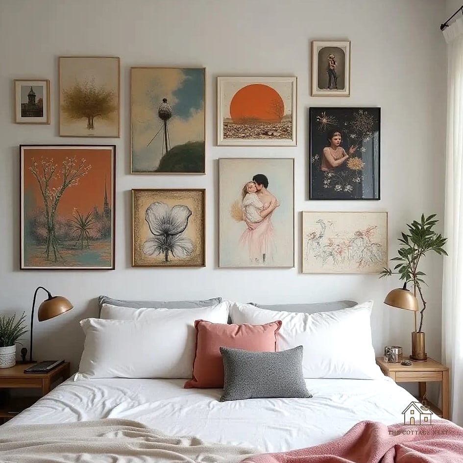 45 Creative Bedroom Wall Decor Ideas That Will Inspire You 2 Gallery Wall of Mixed Frames