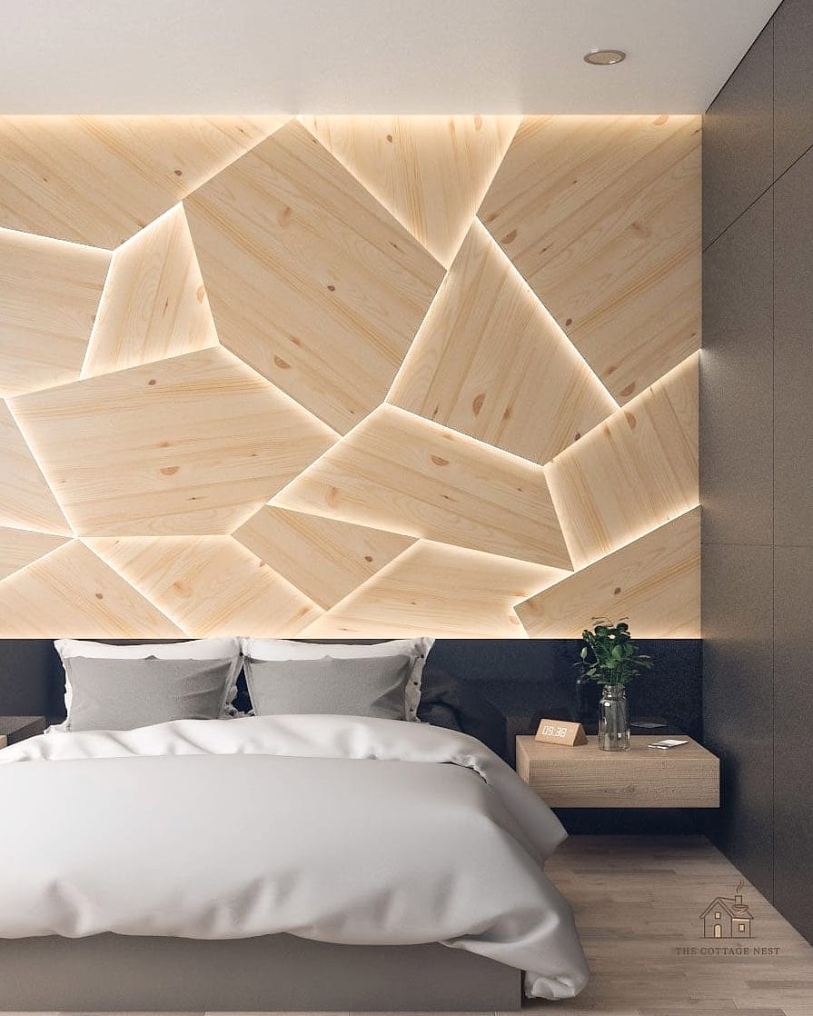 45 Creative Bedroom Wall Decor Ideas That Will Inspire You 29 Geometric Wood Wall Art
