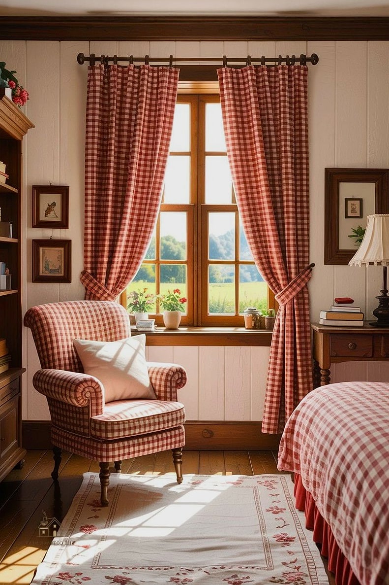 24 Dreamy Country Bedroom Ideas to Try This Season 7 Gingham Curtains