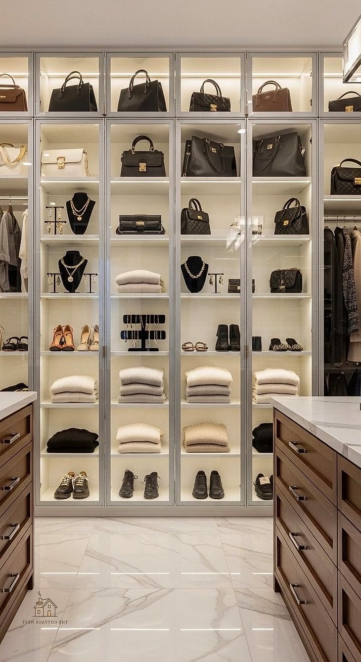 22 Dreamy Wall Closet Ideas Bedroom to Try This Season 8 Glass-Front Cabinet Doors