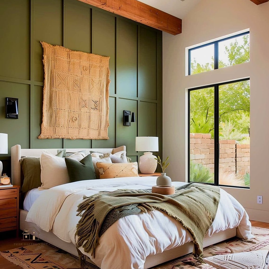23 Dreamy Green Bedroom Ideas to Try This Season 12 Green Tile Accent in an Ensuite