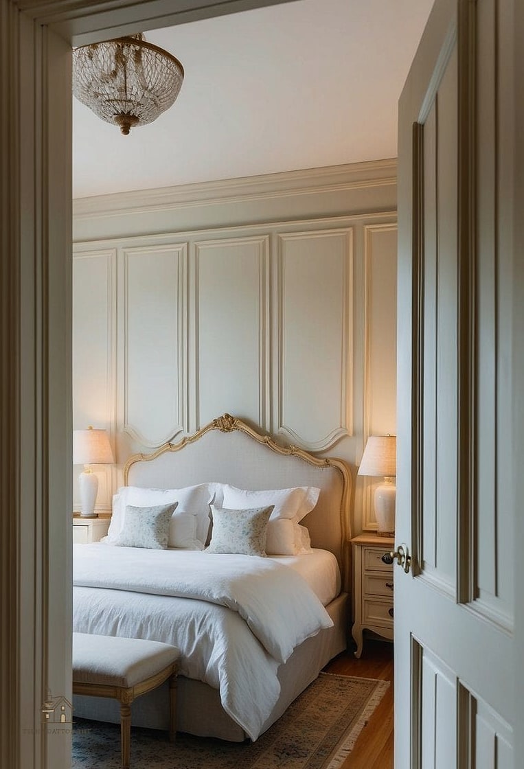 20 Cozy Bedroom Wainscoting Ideas Worth Pinning 7 Grid Panel Wainscoting for a Modern Look