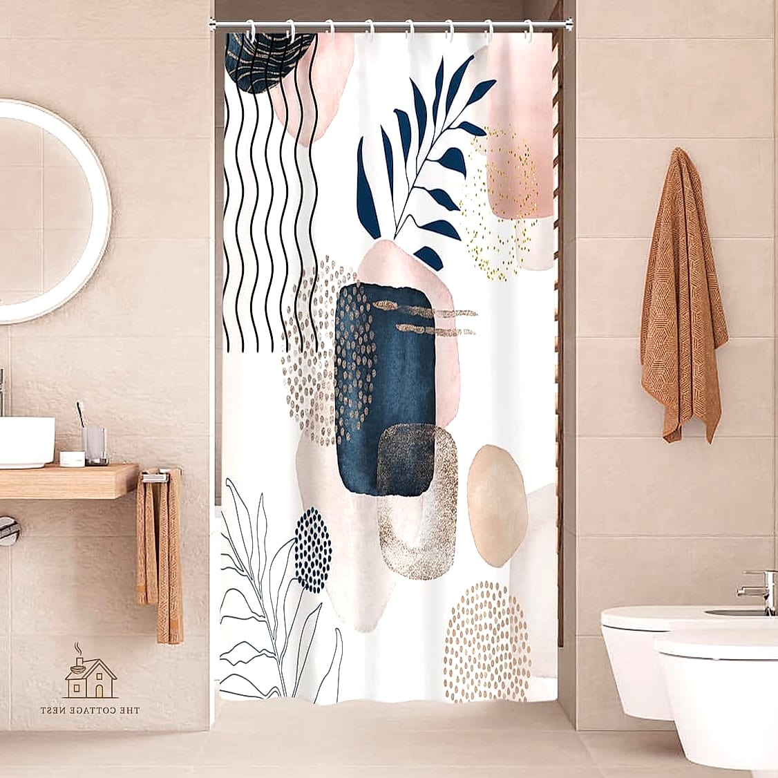 23 Stunning Boho Shower Curtain You'll Absolutely Love 21 Handwoven-Look Waffle Texture Curtain