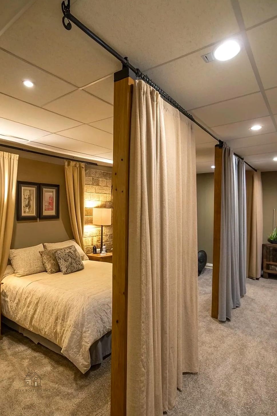 30 Amazing Basement Bedroom Ideas on a Budget 9 Hang Curtains Even If There's No Real Window
