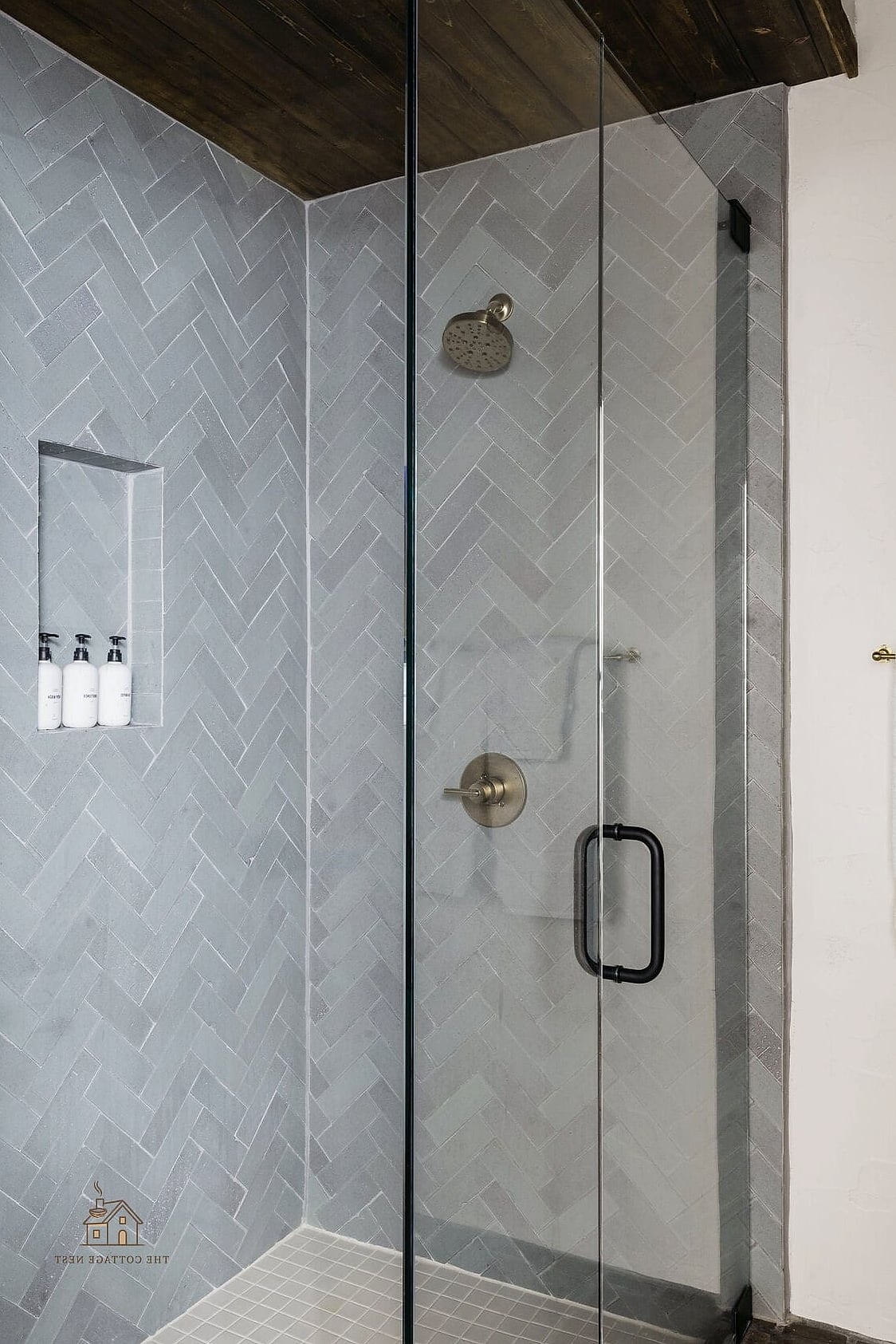 26 Gorgeous Stone Shower Ideas That Are Totally Doable 5 Herringbone Stone Mosaic Accent Wall