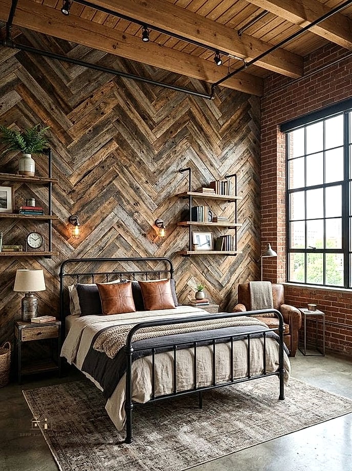 35 Brilliant Mens Bedroom Ideas to Copy Right Now 24 Herringbone Wood Flooring