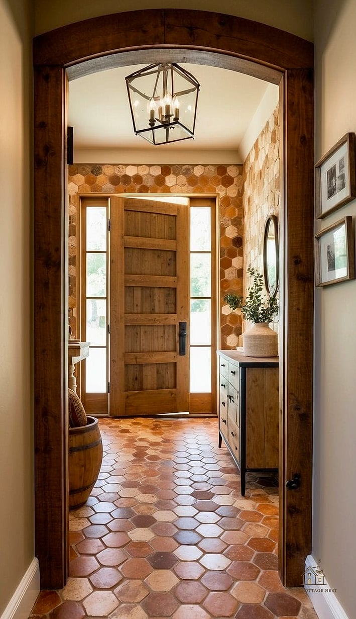 35 Stunning Farmhouse Walk In Shower Ideas You'll Absolutely Love 15 Hexagon Tile Floor