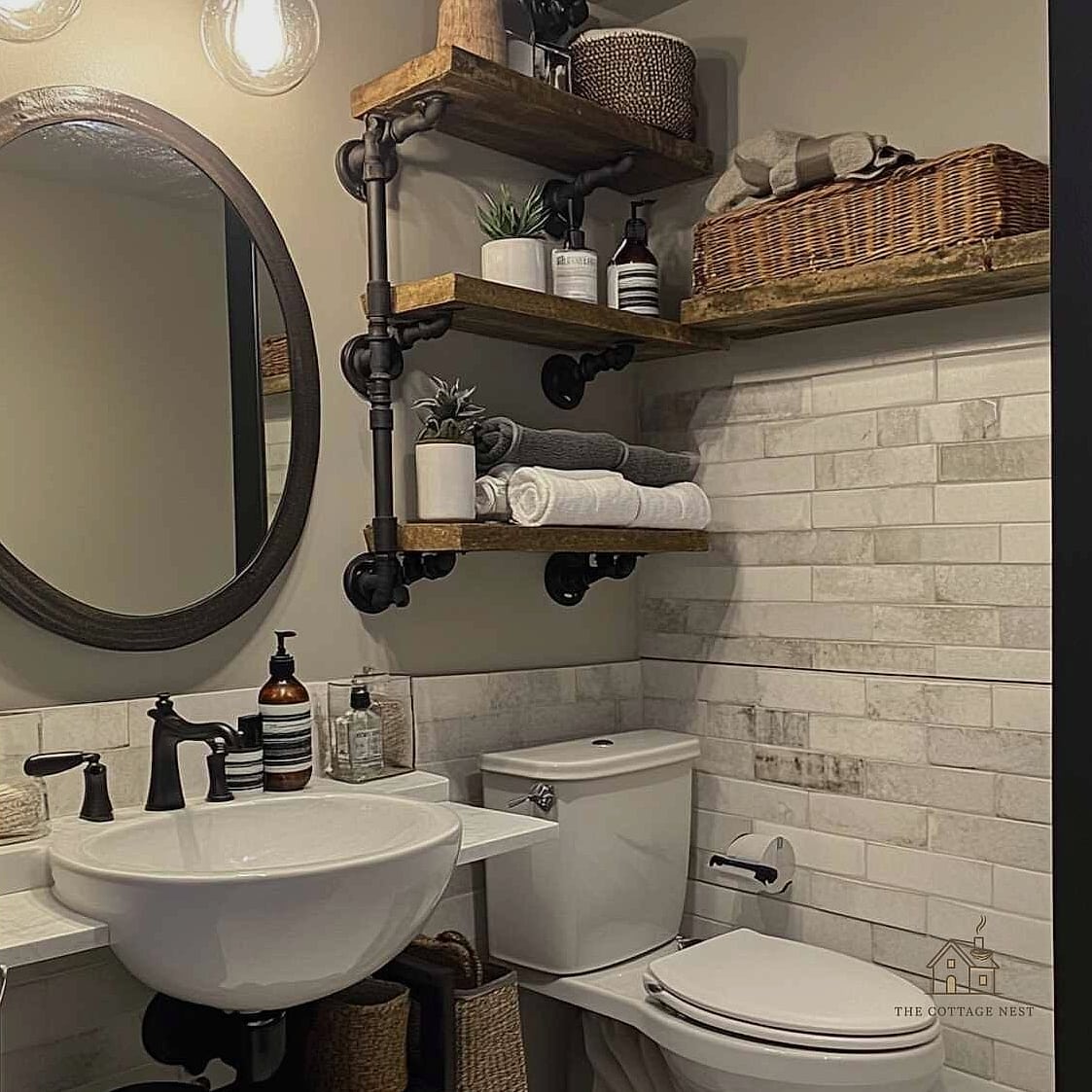 25 Creative Over The Toilet Storage Ideas That Will Inspire You 10 Industrial Pipe Shelving
