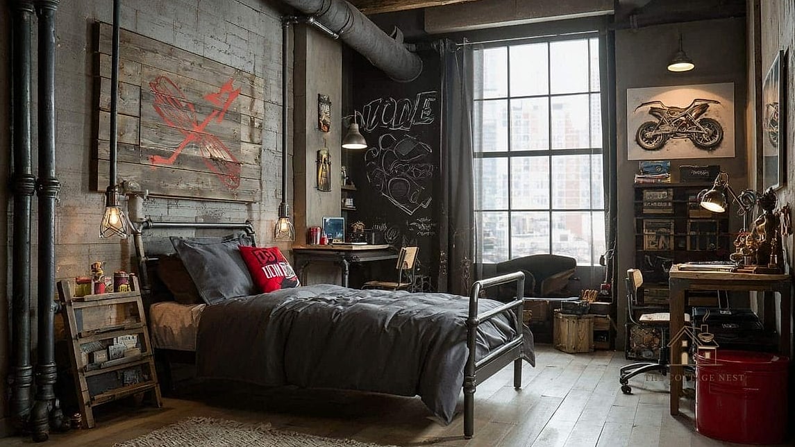 21 Chic Small Boys Bedroom Ideas for a Beautiful Home 19 Industrial Pipe Shelving
