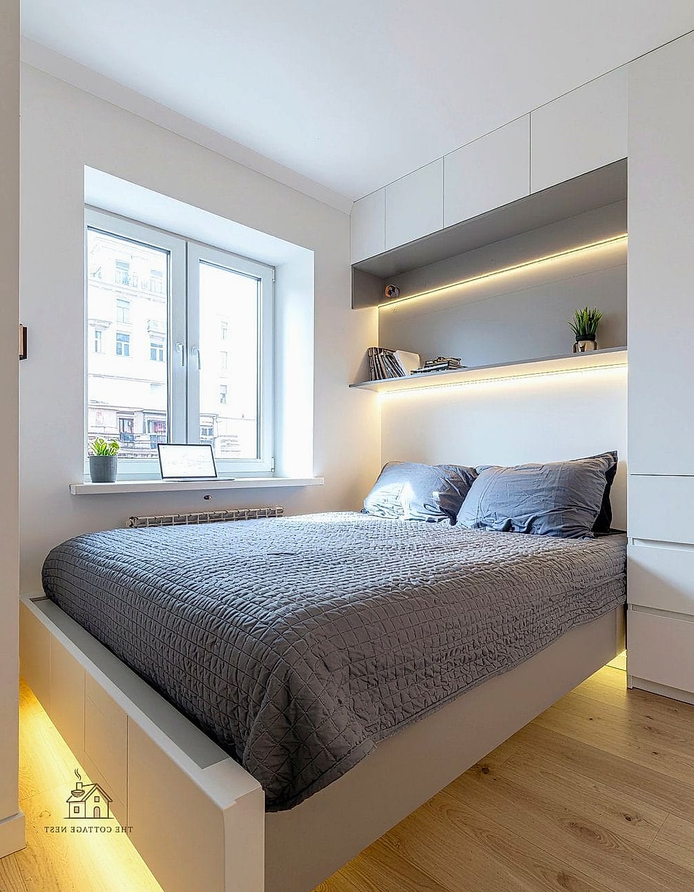 15 Stunning Small Bedroom Decor Ideas For Couples You'll Absolutely Love 6 Install Floating Shelves Above the Bed