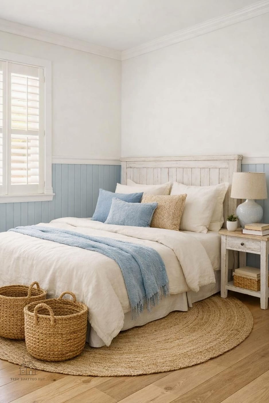 35 Gorgeous Coastal Bedroom Ideas That Are Totally Doable 11 Install Wainscoting in a Soft Blue