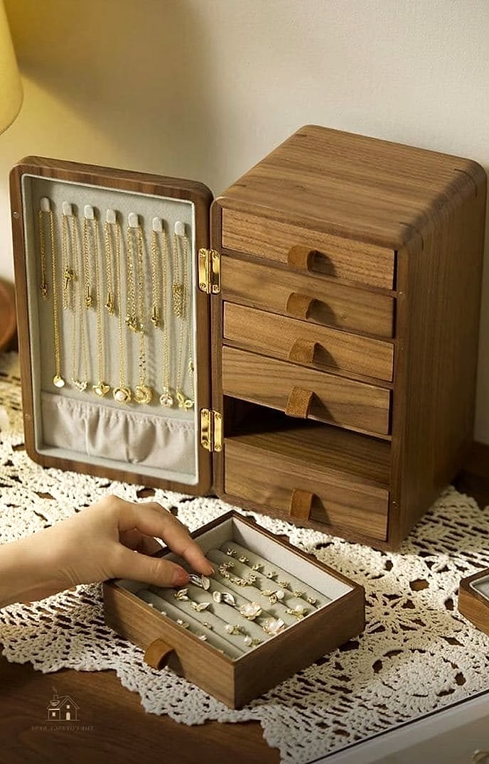 35 Chic Bedroom Storage Ideas for a Beautiful Home 19 A Jewelry Organizer with a Mirror