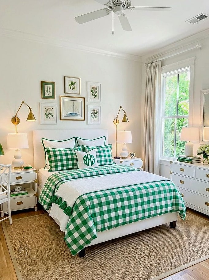 15 Stunning Preppy Bedroom Decor You'll Absolutely Love 4 Kelly Green Accent Wall