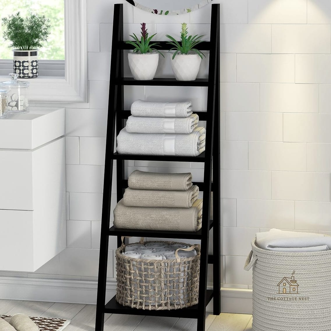 Ladder Shelf Beside the Shower