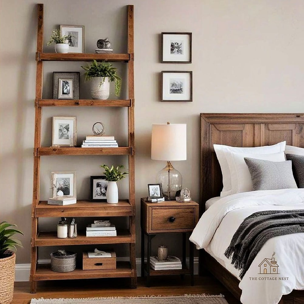 35 Chic Bedroom Storage Ideas for a Beautiful Home 24 A Ladder Shelf for Blankets