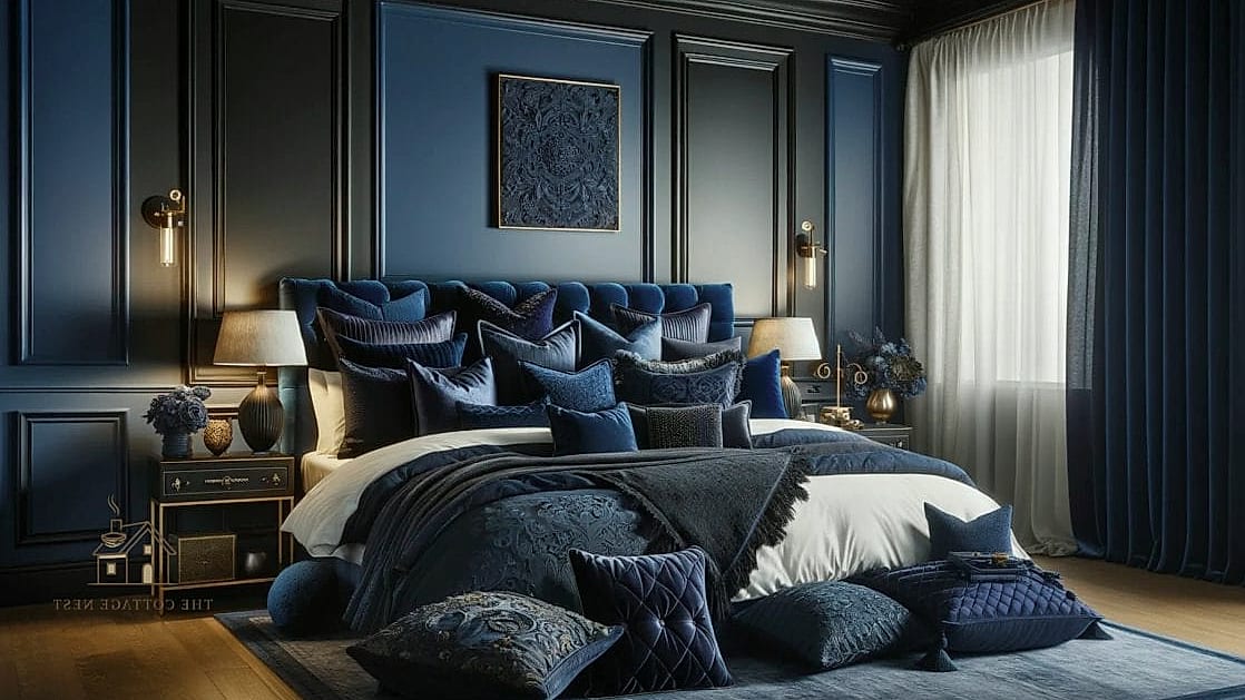 Layered Bedding in Different Blue Tones