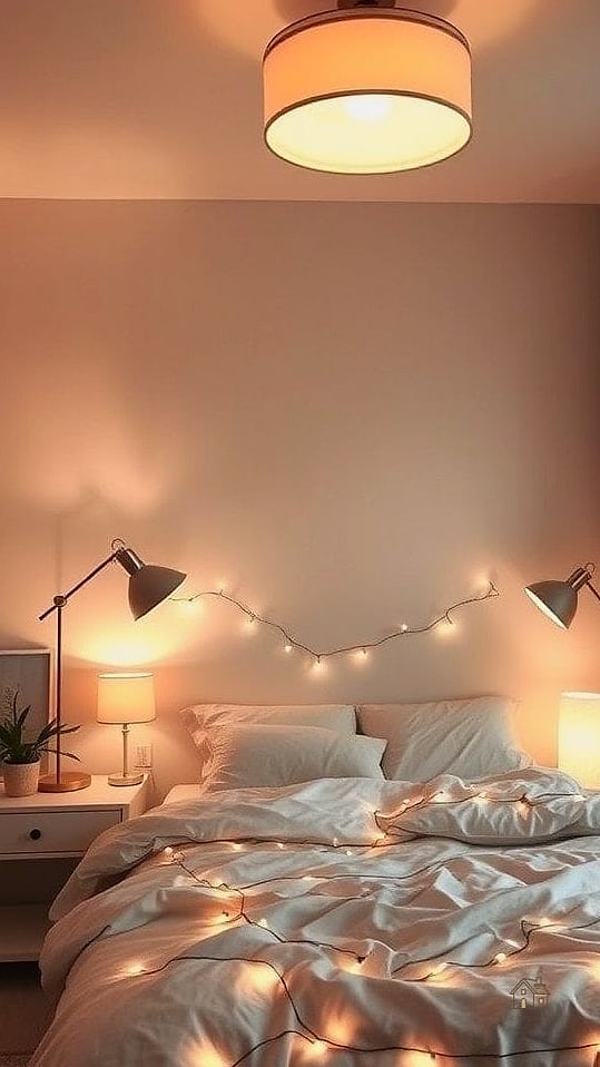 40 Dreamy Bedroom Lighting Ideas to Try This Season 2 Layered Lighting with Multiple Sources