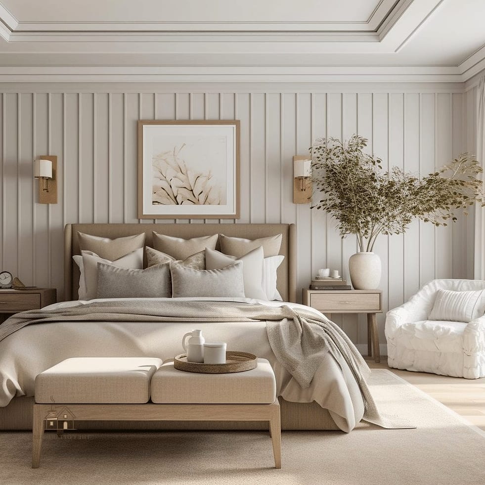 35 Chic Bedroom Feature Wall Ideas for a Beautiful Home 35 Layered Neutral Textures