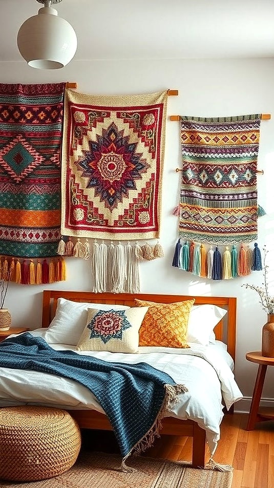 23 Creative Bedroom Wall Decor Above Bed That Will Inspire You 20 Layered Textile Wall Hanging