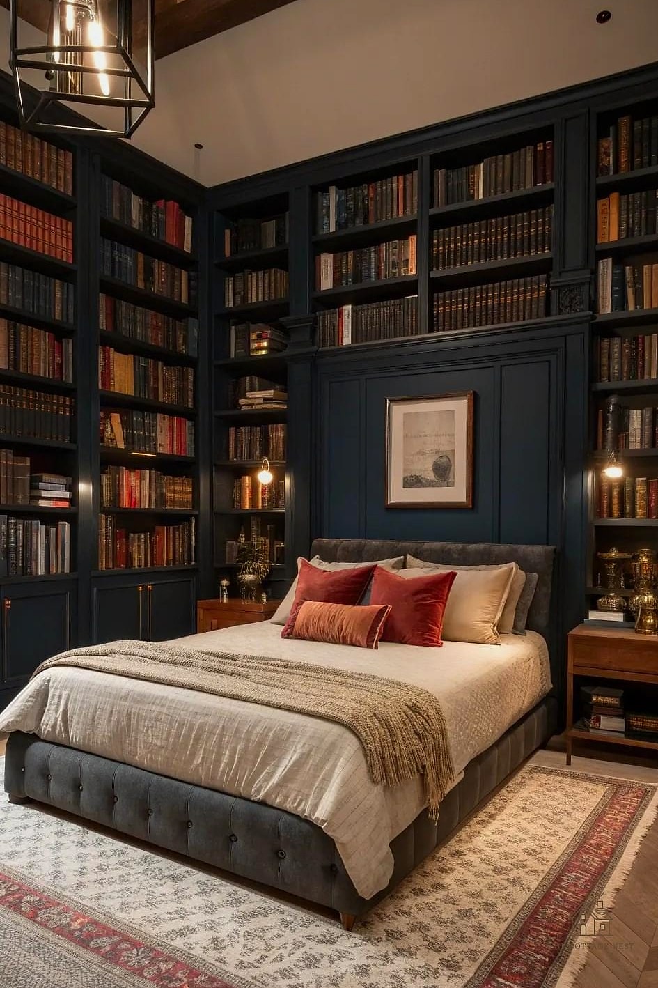 23 Creative Spare Bedroom Ideas That Will Inspire You 11 A Library with Floor-to-Ceiling Shelving