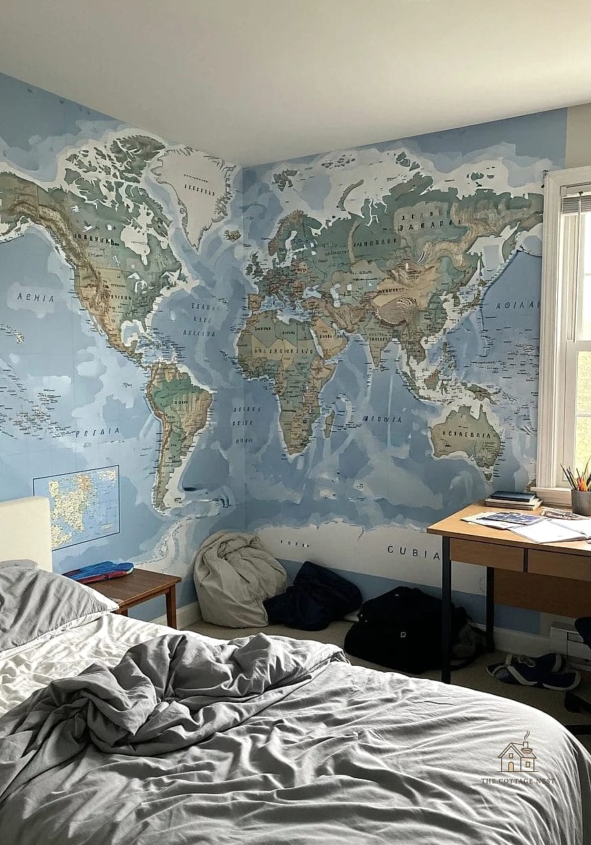 27 Creative Preteen Boys Bedroom Ideas That Will Inspire You 13 Map Wallpaper for the Aspiring Traveler