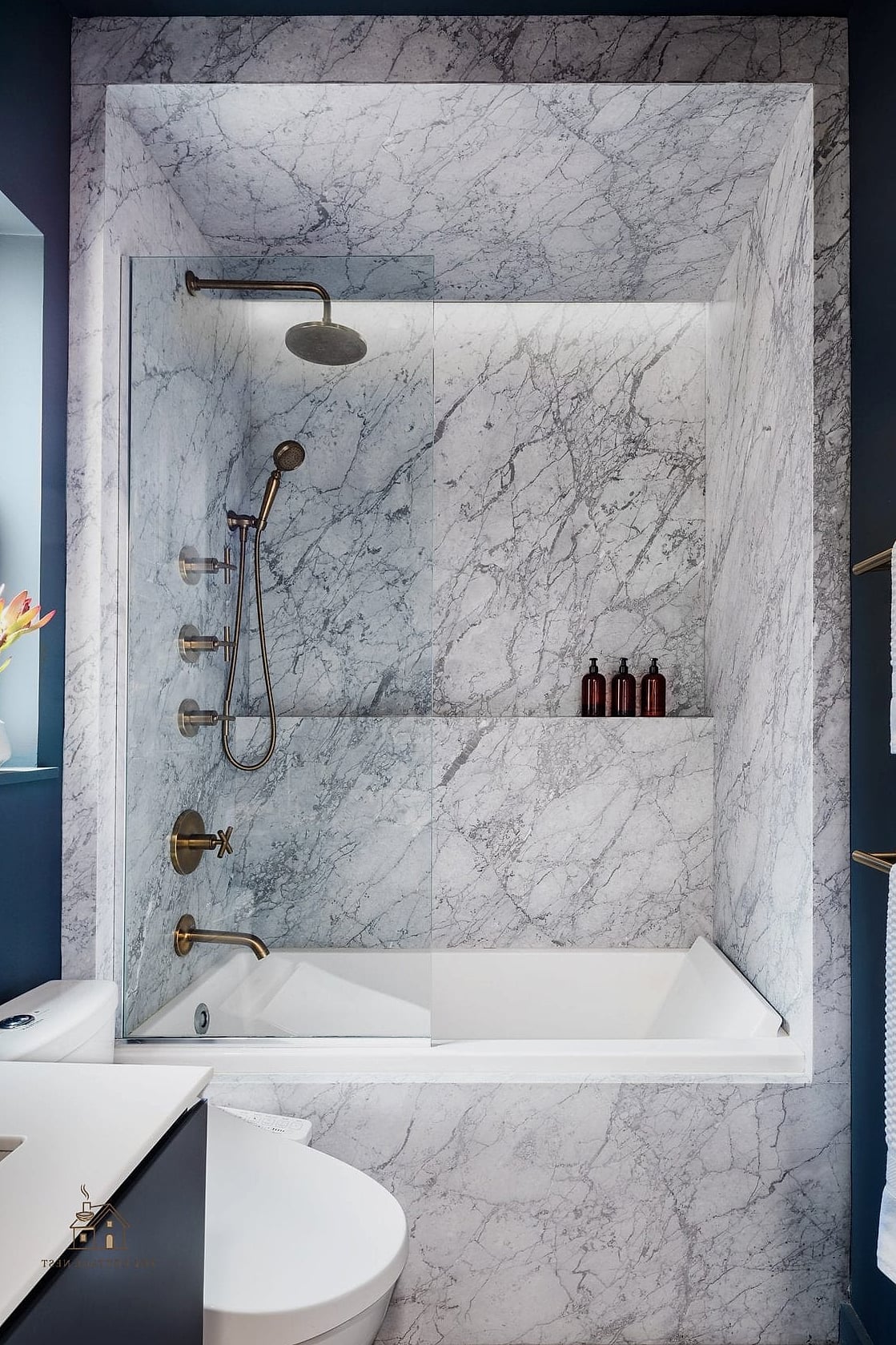 15 Stunning Tub Next To Shower Ideas You'll Absolutely Love 10 Marble-Clad Tub and Shower Wall