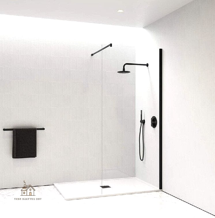 30 Dreamy Walk In Shower With Half Wall to Try This Season 4 Matte Black Frame with Glass Topper