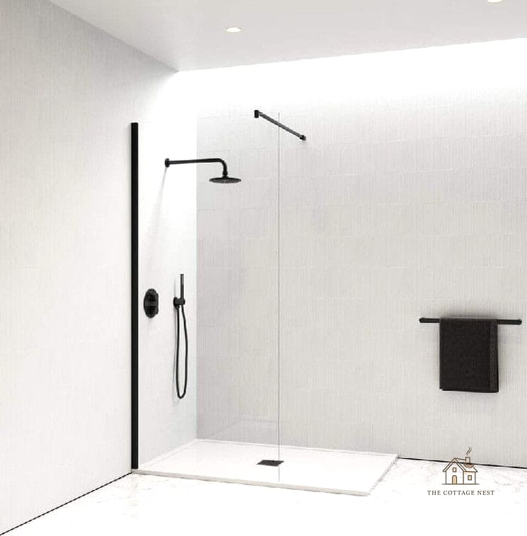 30 Amazing Small Walk In Shower Ideas No Doors on a Budget 11 Matte Black Grid Tile Trim