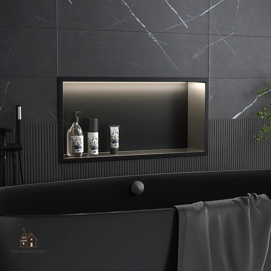 27 Dreamy Shower Niche Ideas to Try This Season 20 Matte Black Framed Niche