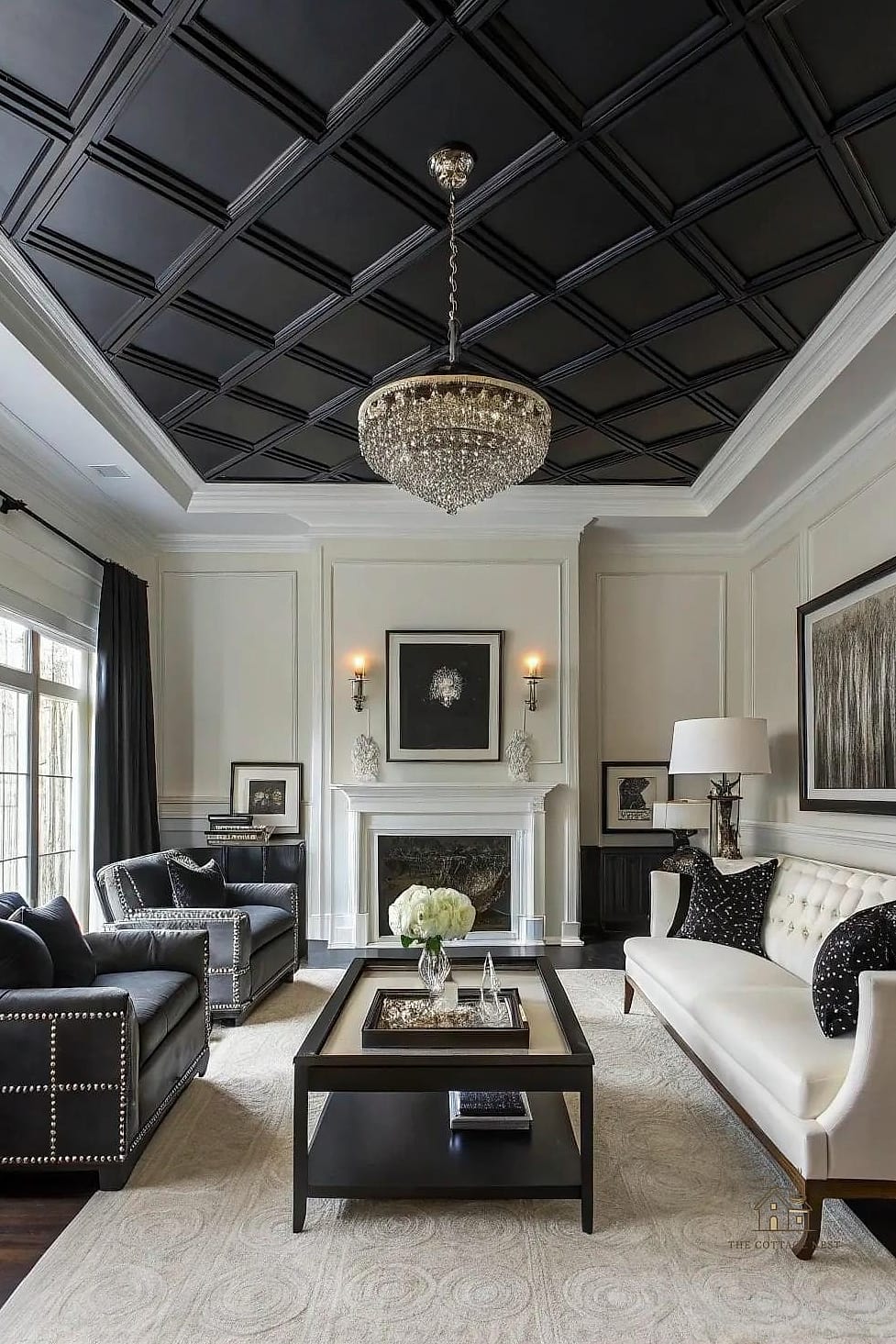 15 Chic Black And White Bedroom Ideas for a Beautiful Home 10 Matte Black Ceiling Fan or Light Fixture