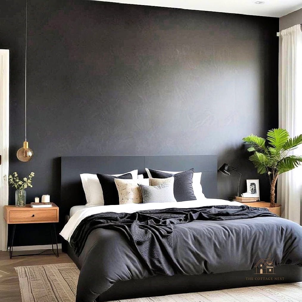 25 Creative Black Bedroom Ideas That Will Inspire You 2 Matte Black Accent Wall