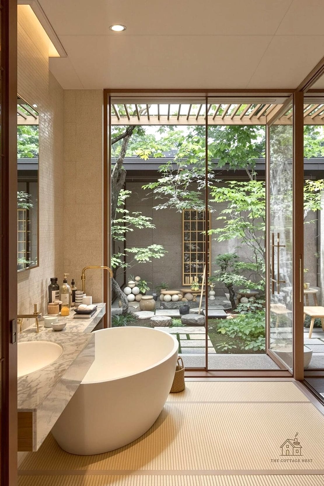 15 Stunning Tub Next To Shower Ideas You'll Absolutely Love 8 Minimalist Japandi-Style Tub and Shower Combo